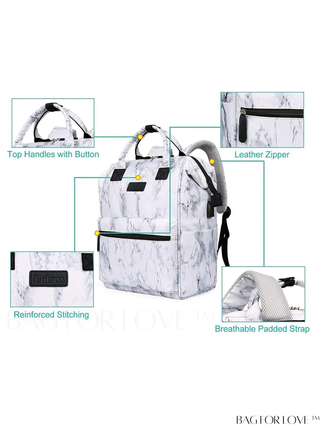 BagForLove - 15.6-Inch Laptop Backpack: Water-Resistant, USB Charging Port, Ideal for Business Travel & College