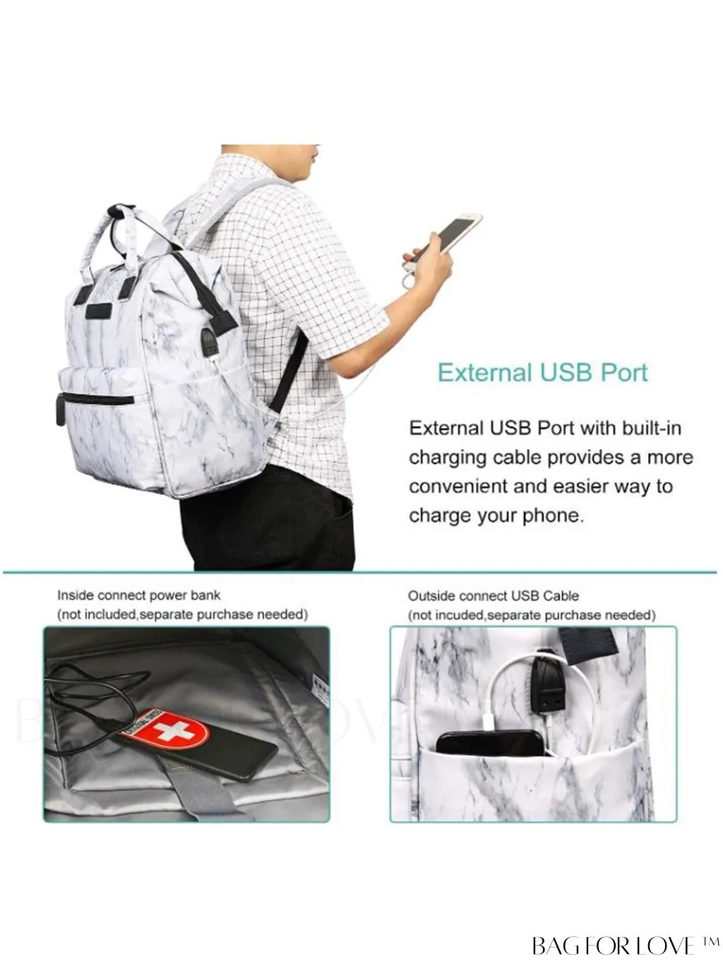 BagForLove - 15.6-Inch Laptop Backpack: Water-Resistant, USB Charging Port, Ideal for Business Travel & College