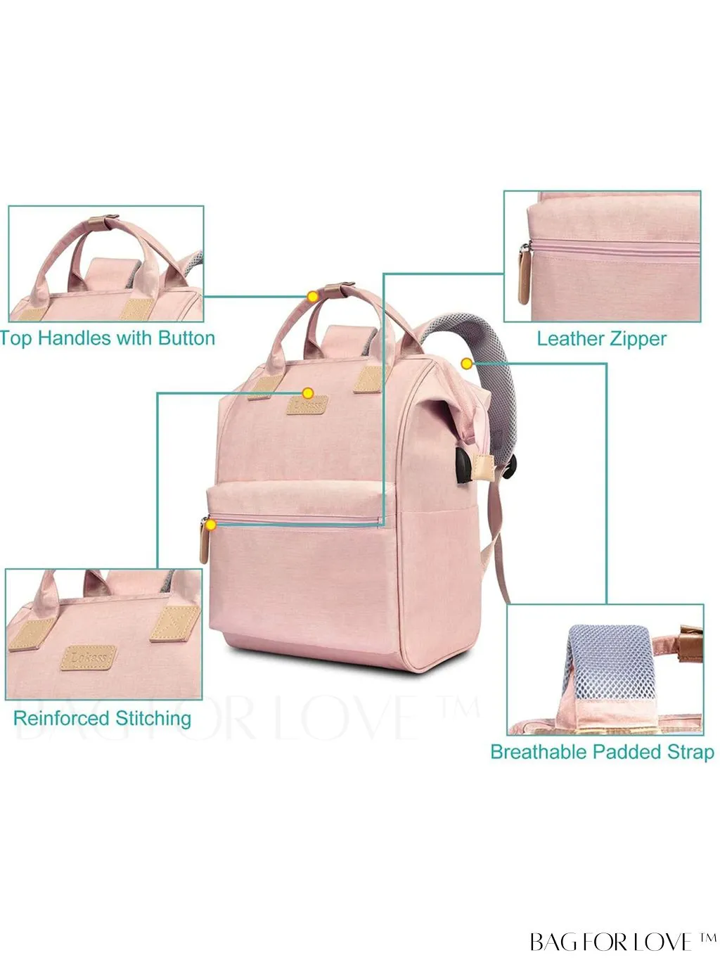 BagForLove - 15.6-Inch Laptop Backpack: Water-Resistant, USB Charging Port, Ideal for Business Travel & College