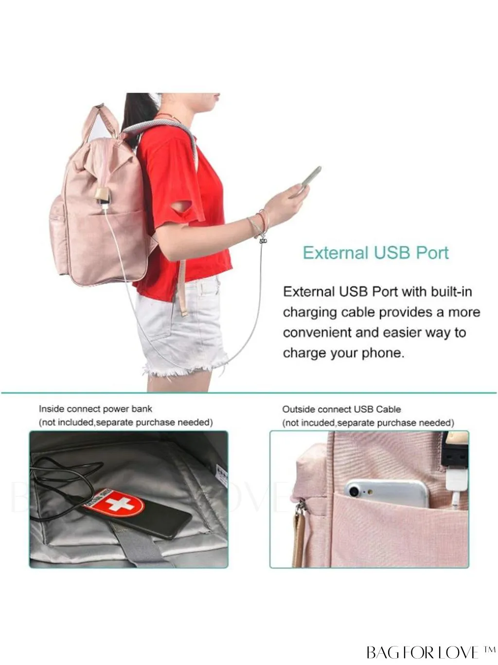 BagForLove - 15.6-Inch Laptop Backpack: Water-Resistant, USB Charging Port, Ideal for Business Travel & College