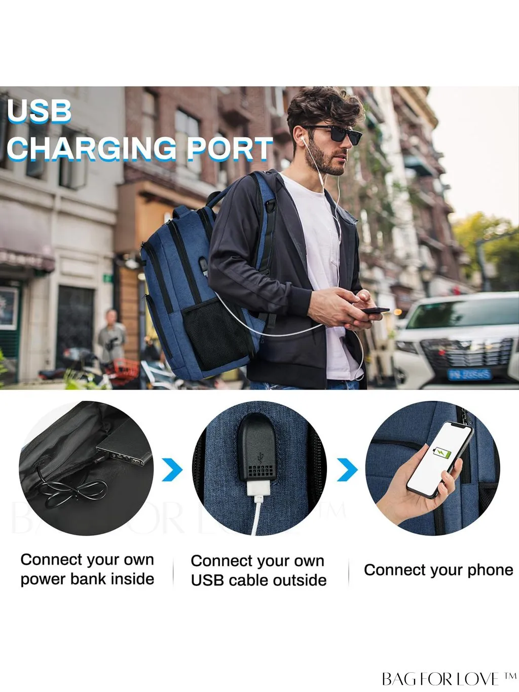 BagForLove - 17 Waterproof Laptop Backpack with USB Port for Travel, Work, and College