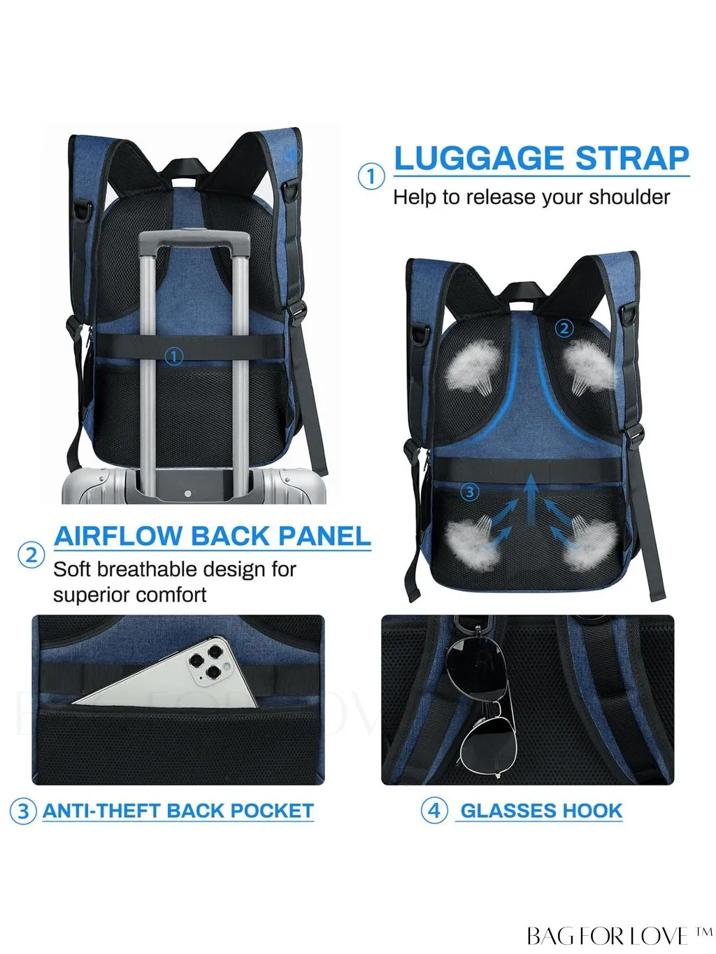 BagForLove - 17 Waterproof Laptop Backpack with USB Port for Travel, Work, and College