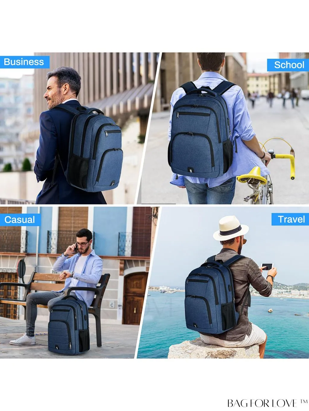 BagForLove - 17 Waterproof Laptop Backpack with USB Port for Travel, Work, and College