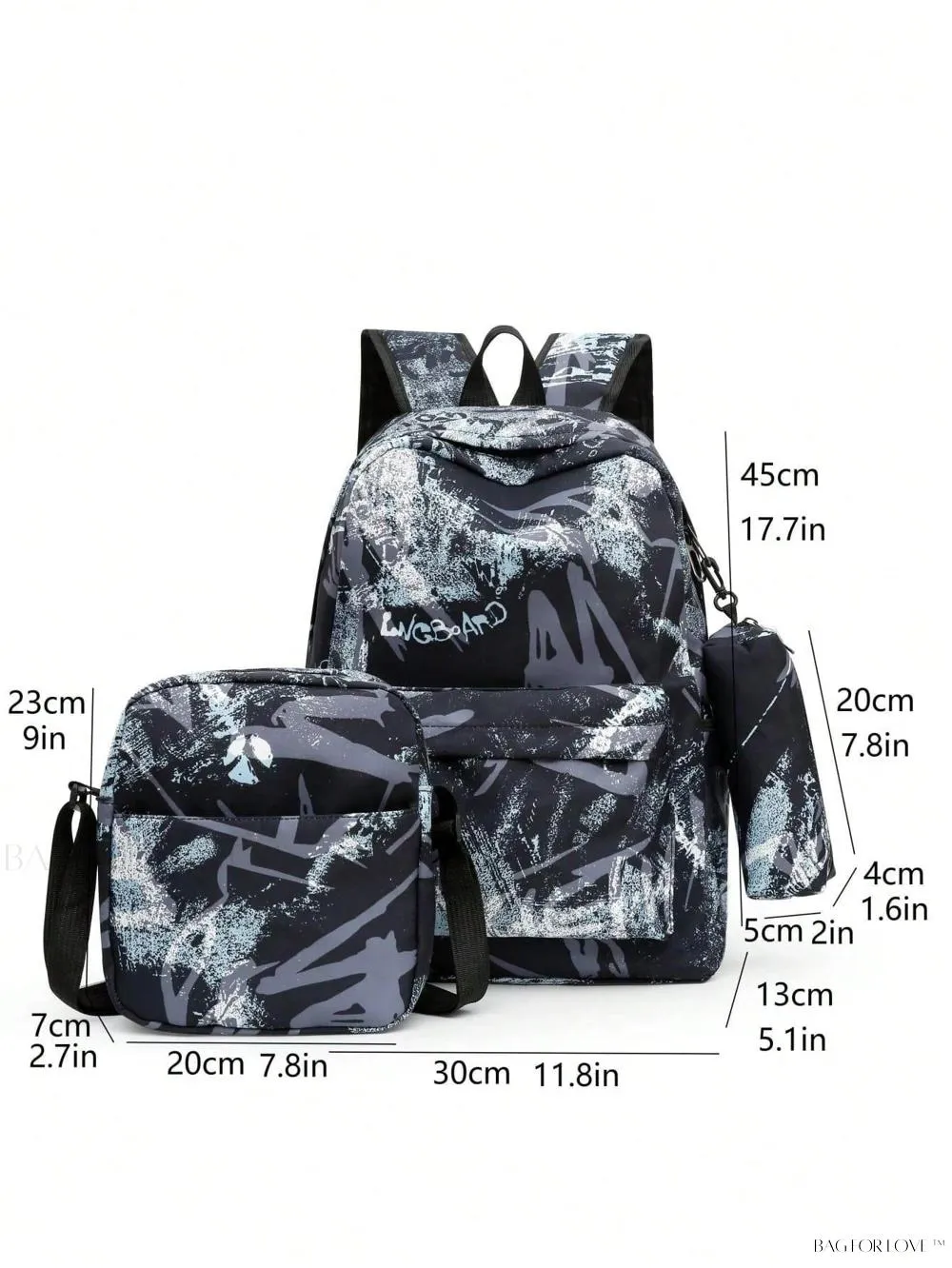 BagForLove - 3-Piece School Bag Collection with Shoulder Crossbody Bag