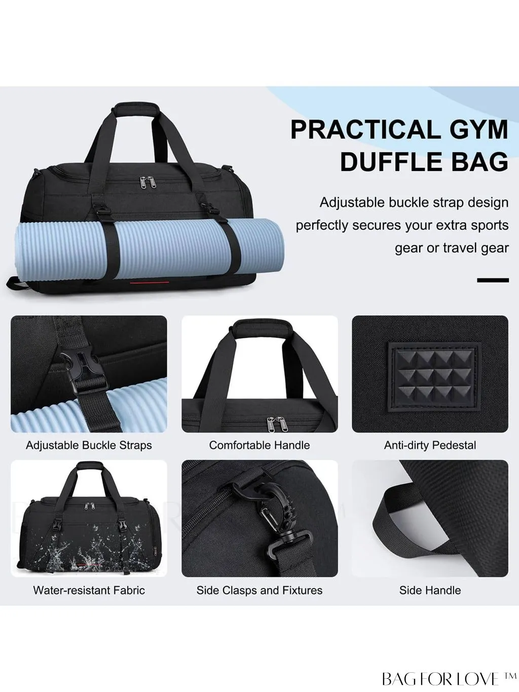 BagForLove - 40L Water Resistant Gym Duffle Bag for Men and Women â Ultimate Sports Travel Companion