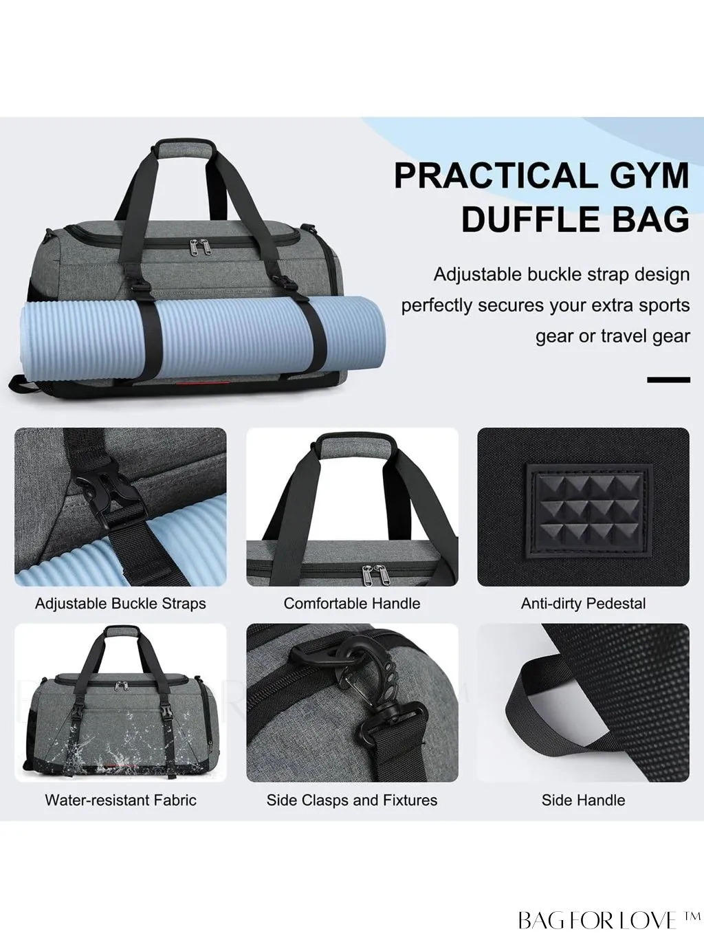 BagForLove - 40L Water Resistant Gym Duffle Bag for Men and Women â Ultimate Sports Travel Companion