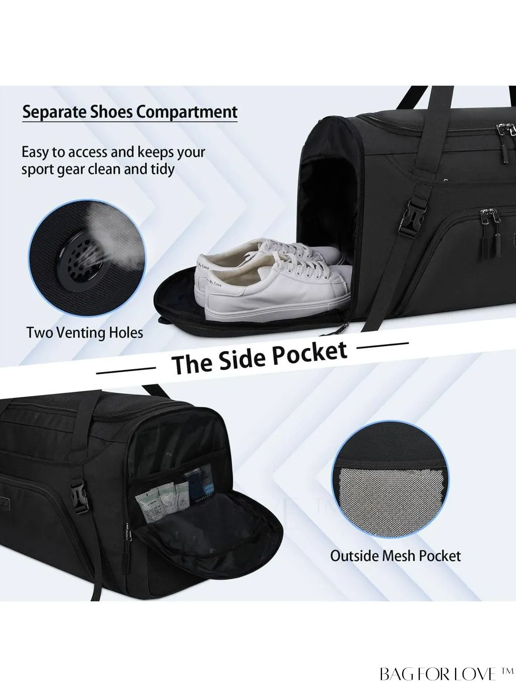 BagForLove - 40L Waterproof Gym Duffle Bag for Women & Men - Travel Sports Bag with Shoe Compartment & Wet Pocket