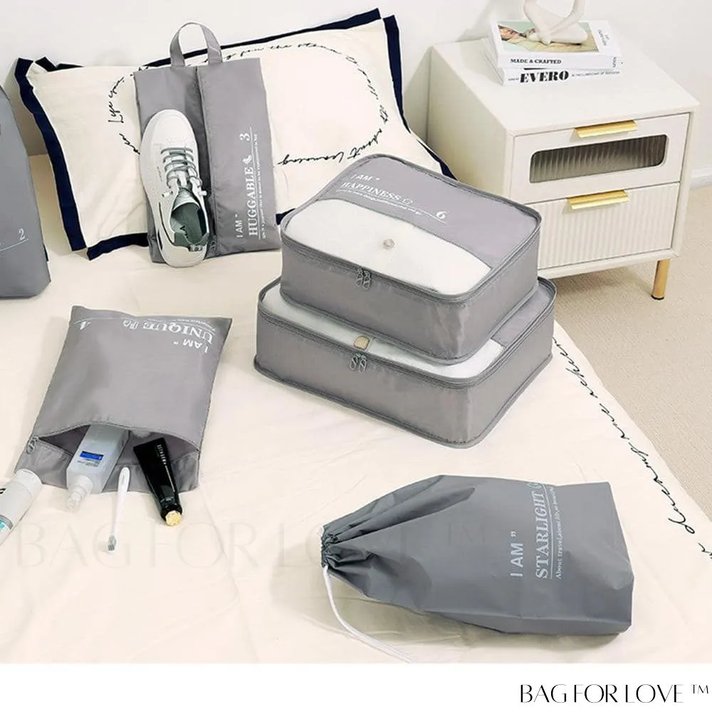 BagForLove - 6-Piece Travel Storage Bags for Luggage - Organize Clothes, Underwear, Cosmetics - Space-Saving Wardrobe Packaging