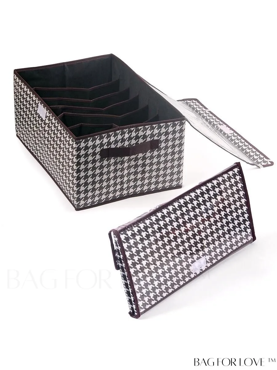 BagForLove - 7-grid Houndstooth Pattern Pant Storage Box: Organize Sweaters and Jeans in Style