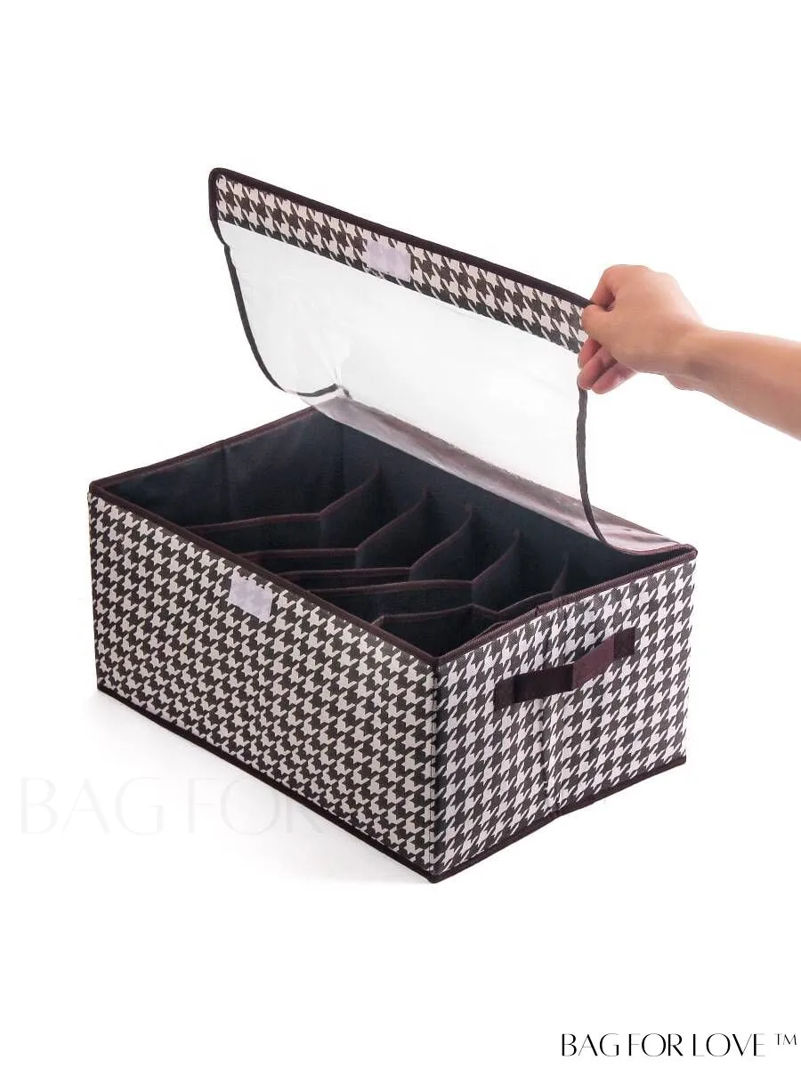 BagForLove - 7-grid Houndstooth Pattern Pant Storage Box: Organize Sweaters and Jeans in Style