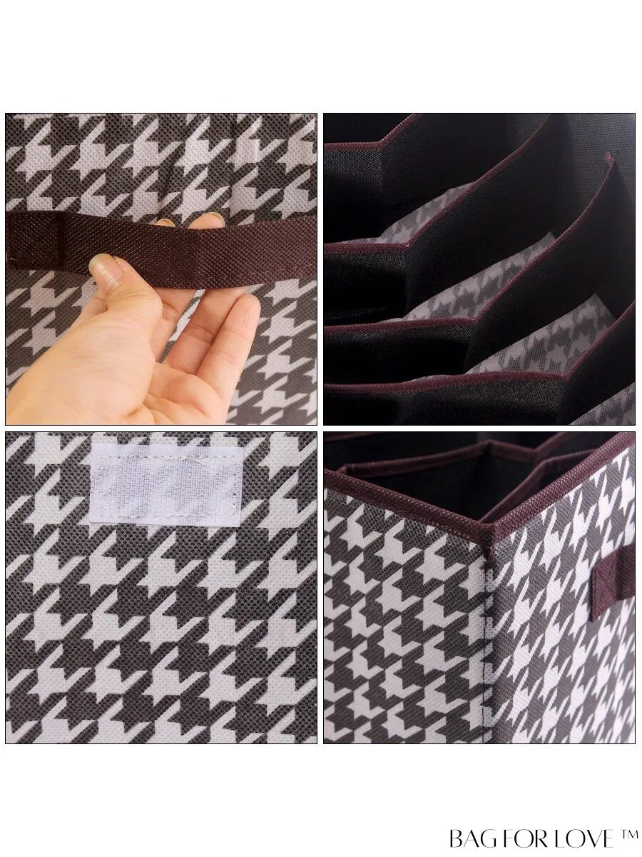 BagForLove - 7-grid Houndstooth Pattern Pant Storage Box: Organize Sweaters and Jeans in Style