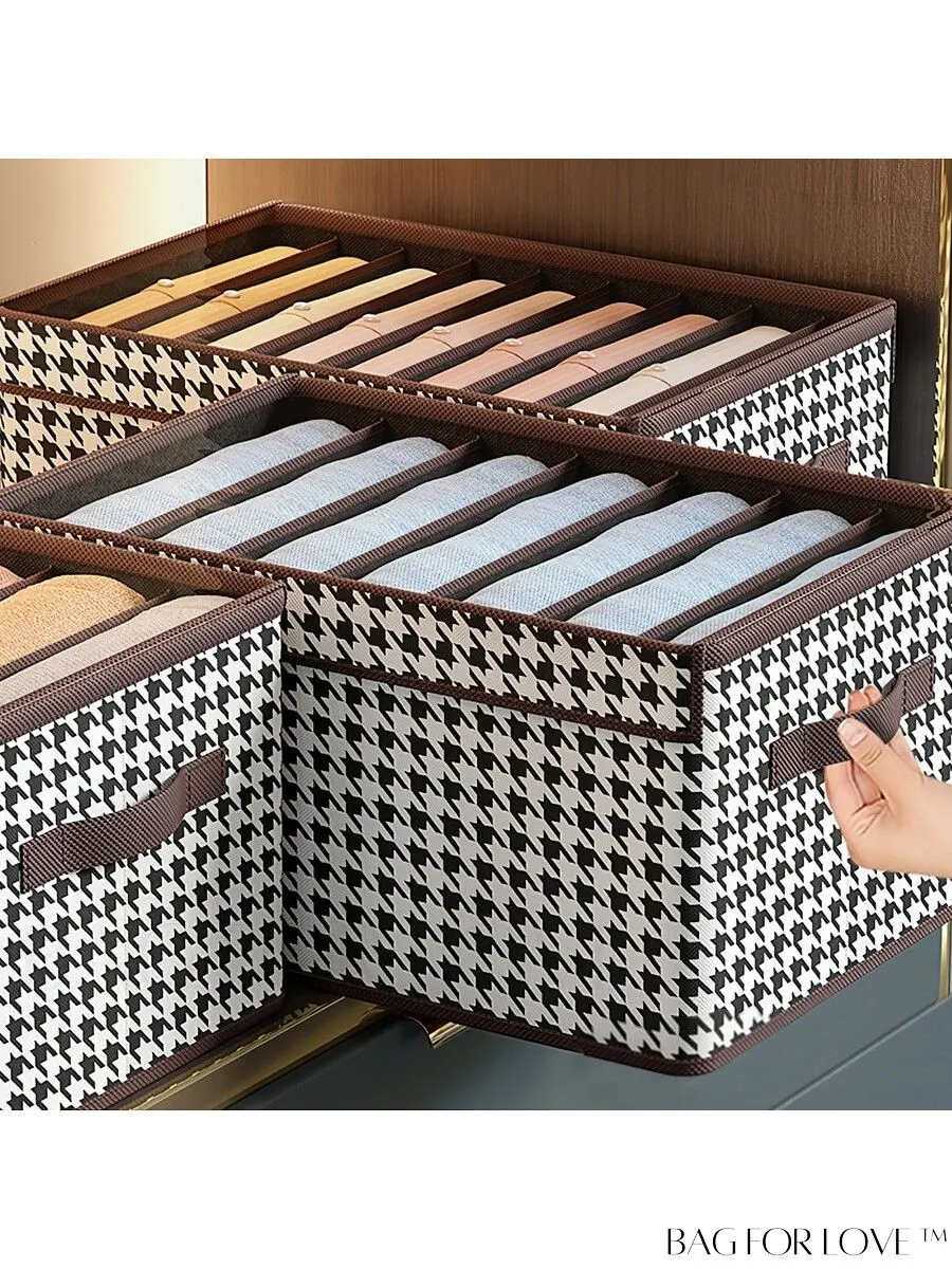 BagForLove - 7-grid Houndstooth Pattern Pant Storage Box: Organize Sweaters and Jeans in Style
