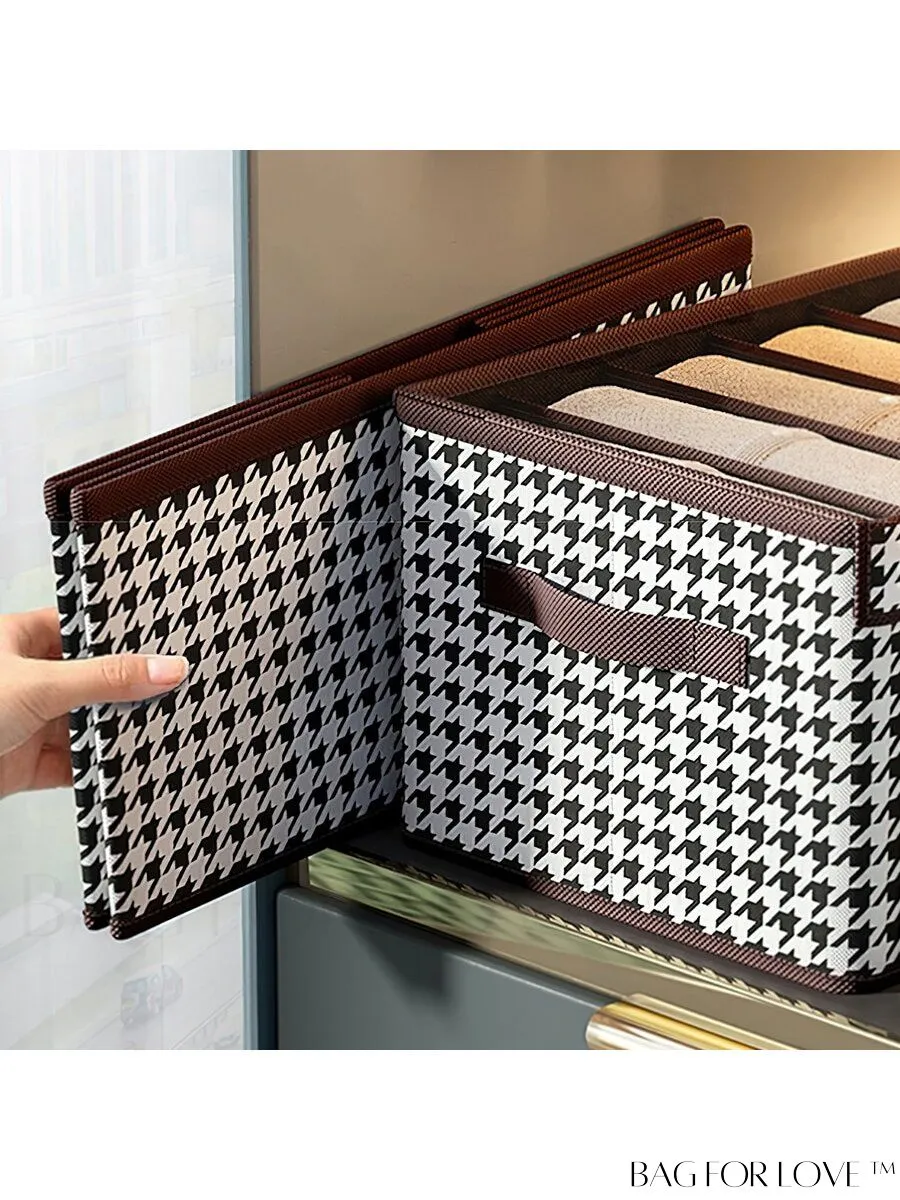 BagForLove - 9-Compartment Grid Pattern Pants Storage Box with Separators, Ideal for Sweaters & Jeans - Foldable and Dividers for Home Closet Organization
