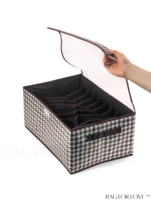BagForLove - 9-Compartment Grid Pattern Pants Storage Box with Separators, Ideal for Sweaters & Jeans - Foldable and Dividers for Home Closet Organization
