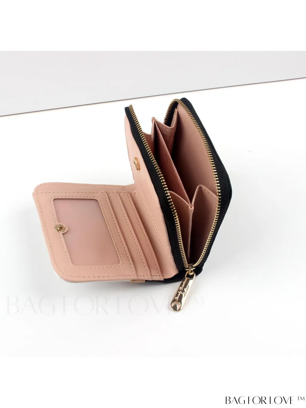 BagForLove - Chic Fold Over Wallet with Colorblock Design and Heart Embellishment