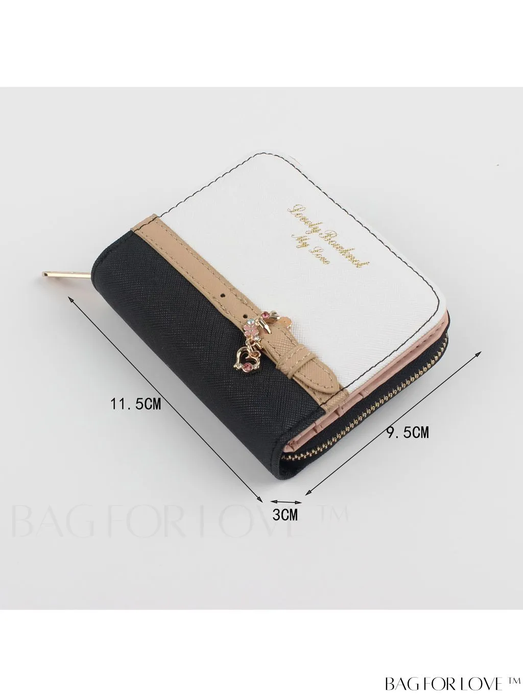 BagForLove - Chic Fold Over Wallet with Colorblock Design and Heart Embellishment