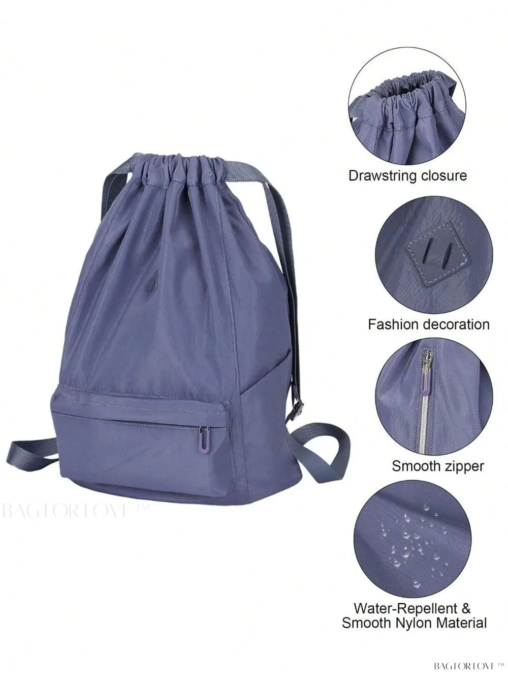 BagForLove - Cinched Backpack with Water Resistant Material and Storage Compartment