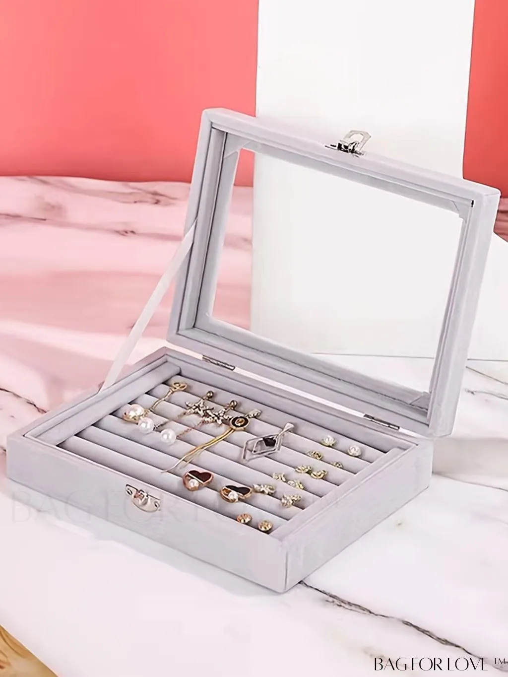 BagForLove - Clear Lid Jewelry Organizer: Compact, Versatile Storage Case for Rings, Earrings, and Bracelets