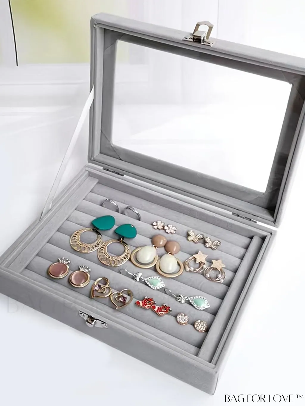 BagForLove - Clear Lid Jewelry Organizer: Compact, Versatile Storage Case for Rings, Earrings, and Bracelets