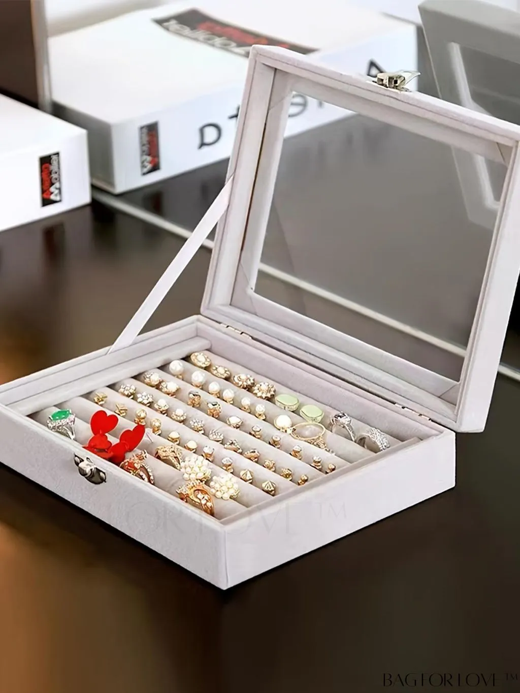 BagForLove - Clear Lid Jewelry Organizer: Compact, Versatile Storage Case for Rings, Earrings, and Bracelets