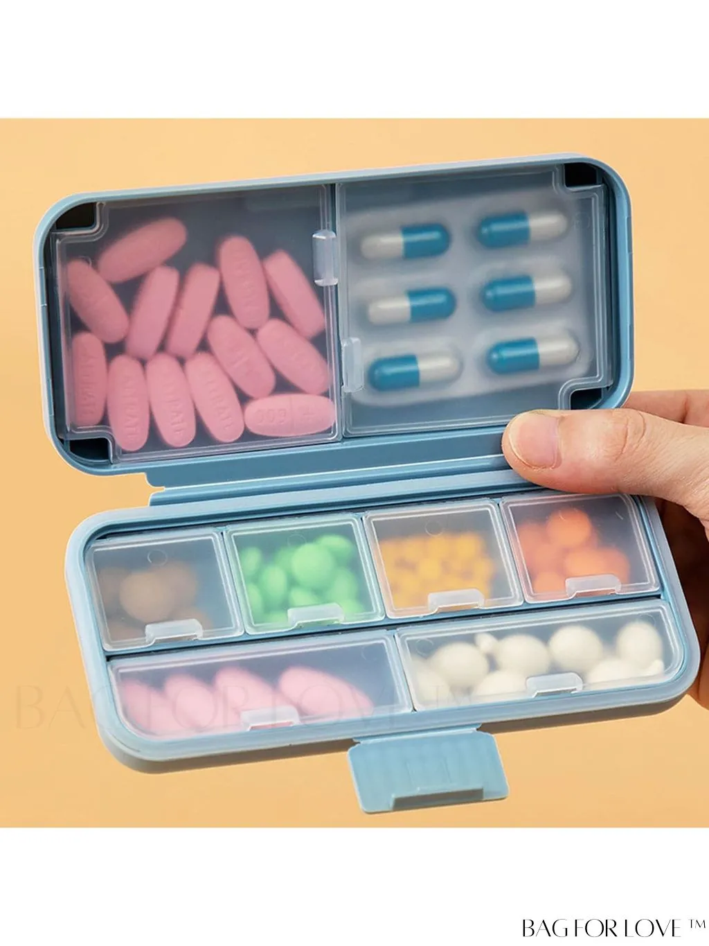 BagForLove - Compact and Secure Travel Pill Box with Mini Compartments - 1 Piece