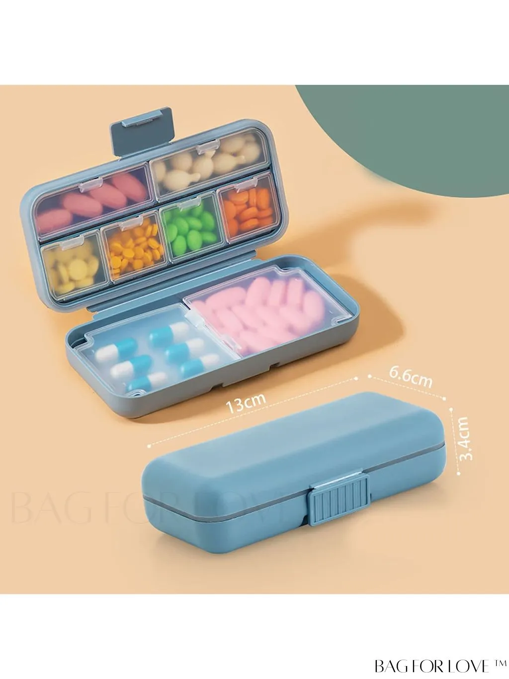 BagForLove - Compact and Secure Travel Pill Box with Mini Compartments - 1 Piece