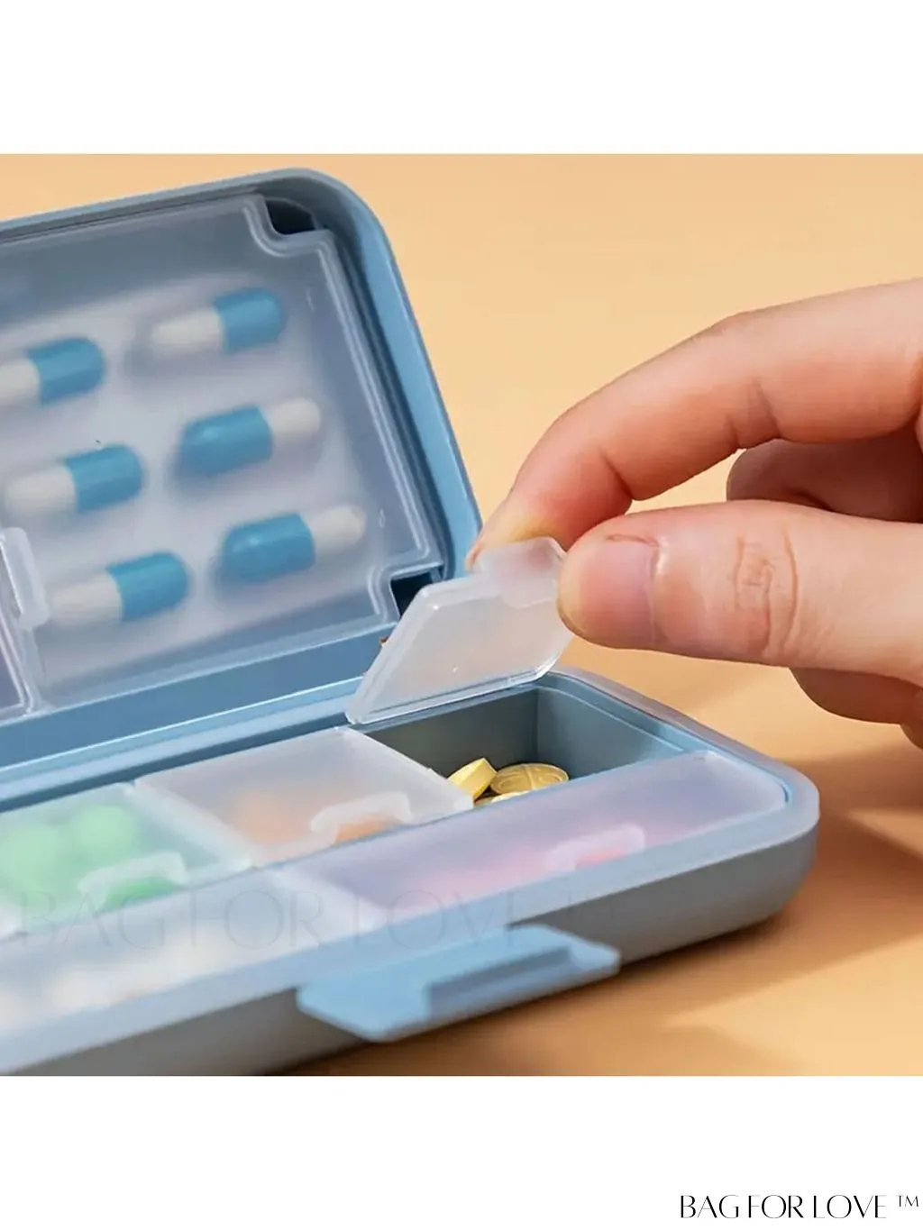 BagForLove - Compact and Secure Travel Pill Box with Mini Compartments - 1 Piece
