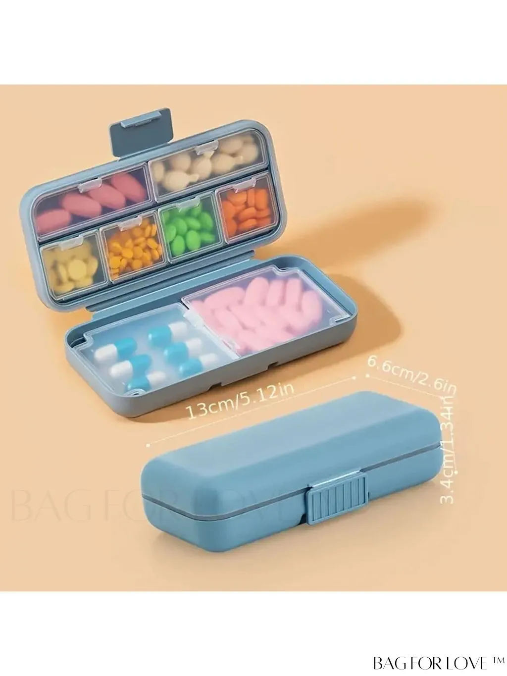 BagForLove - Compact and Secure Travel Pill Box with Mini Compartments - 1 Piece
