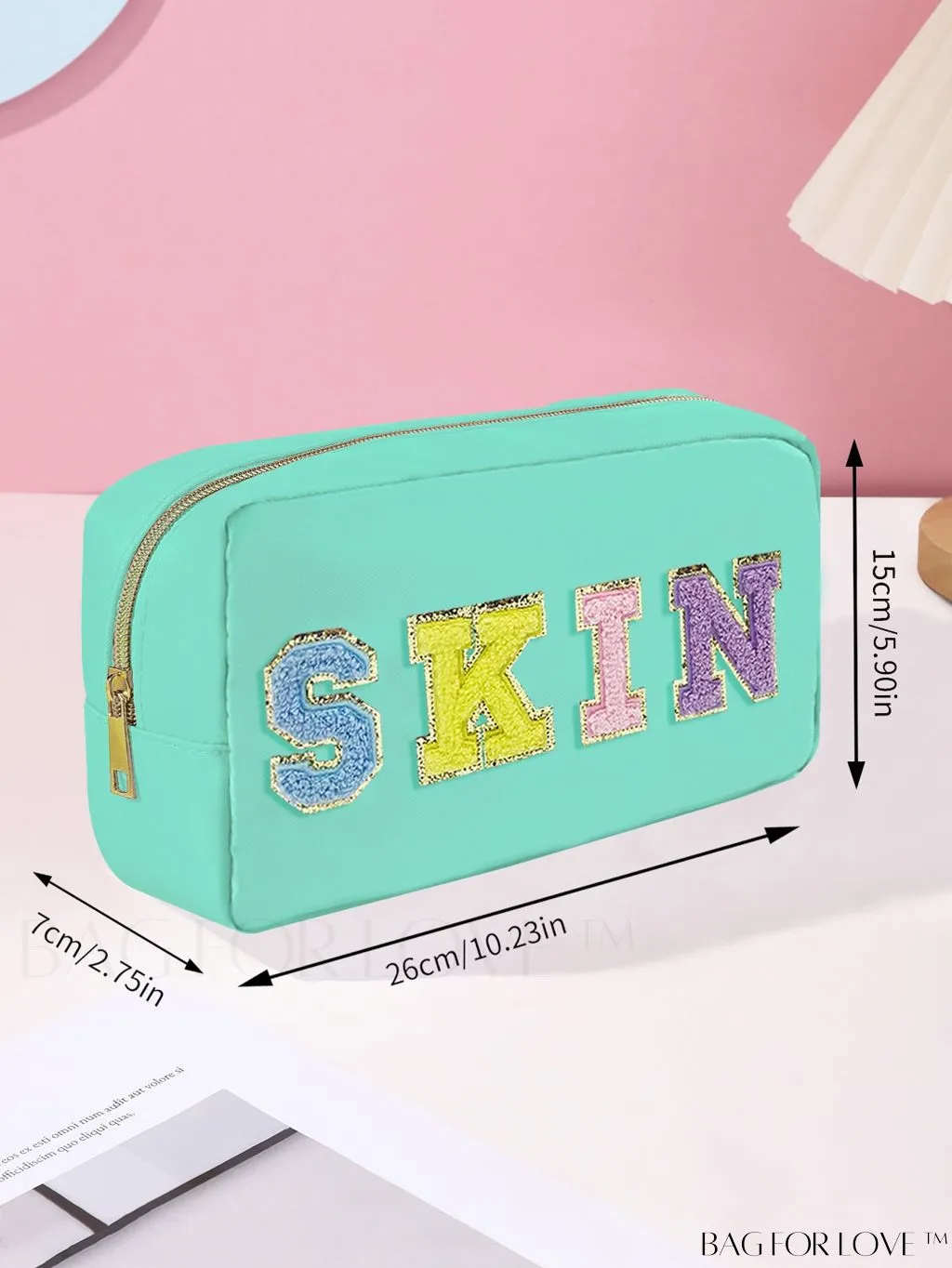 BagForLove - Daily Makeup Bag with Letter Patch Decor