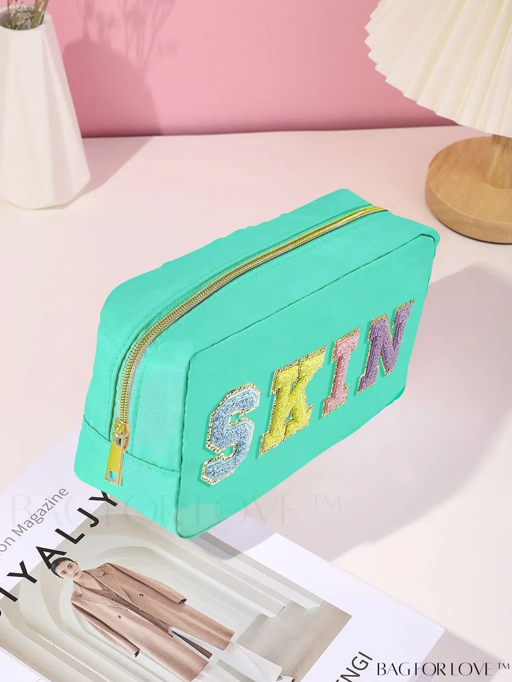 BagForLove - Daily Makeup Bag with Letter Patch Decor