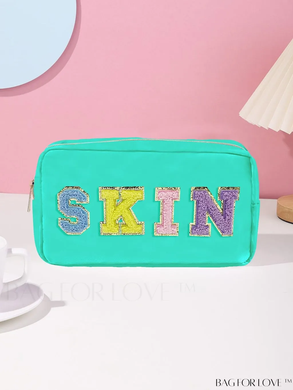 BagForLove - Daily Makeup Bag with Letter Patch Decor