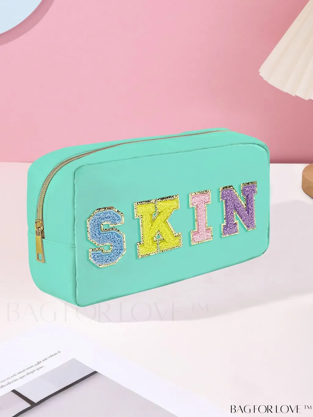 BagForLove - Daily Makeup Bag with Letter Patch Decor