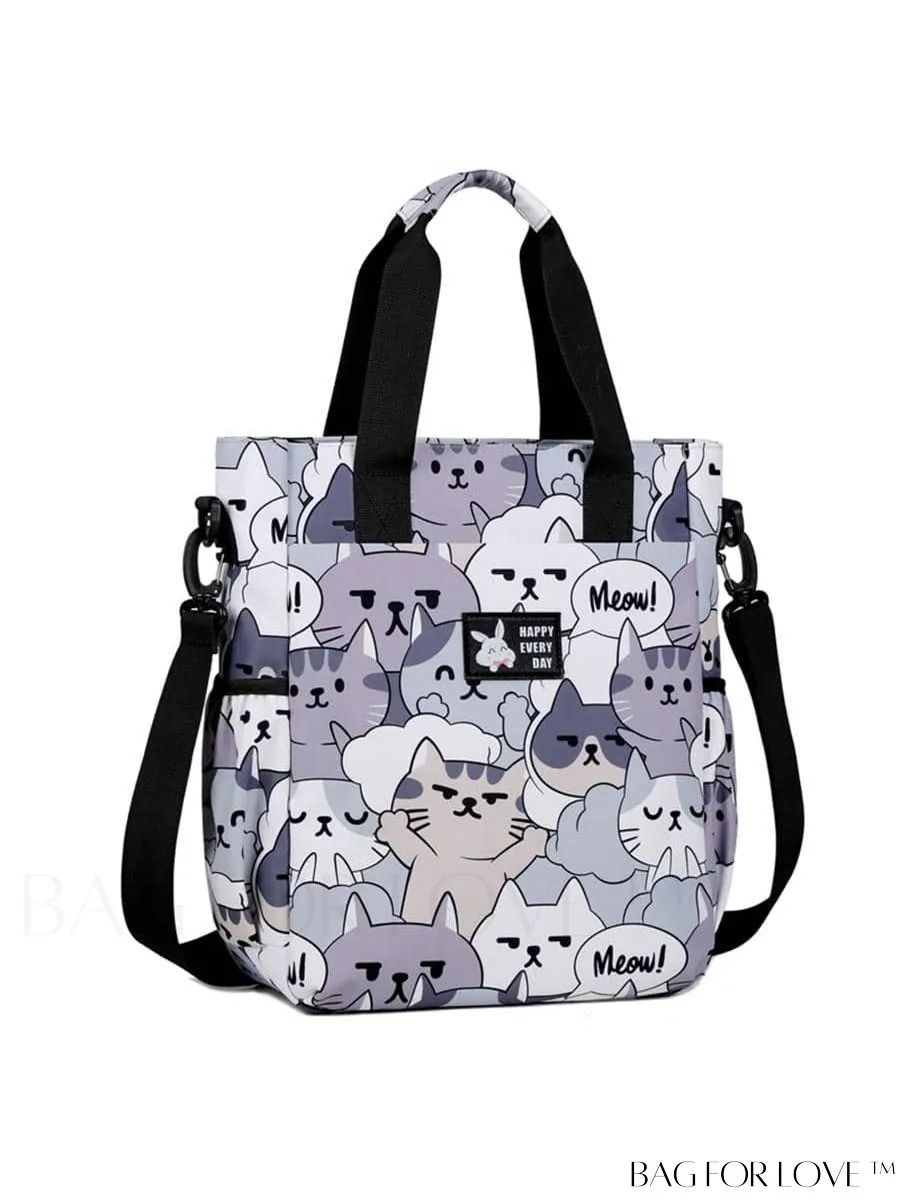 BagForLove - Double Handle Cartoon Graphic Square Bag for Preppy Fashion