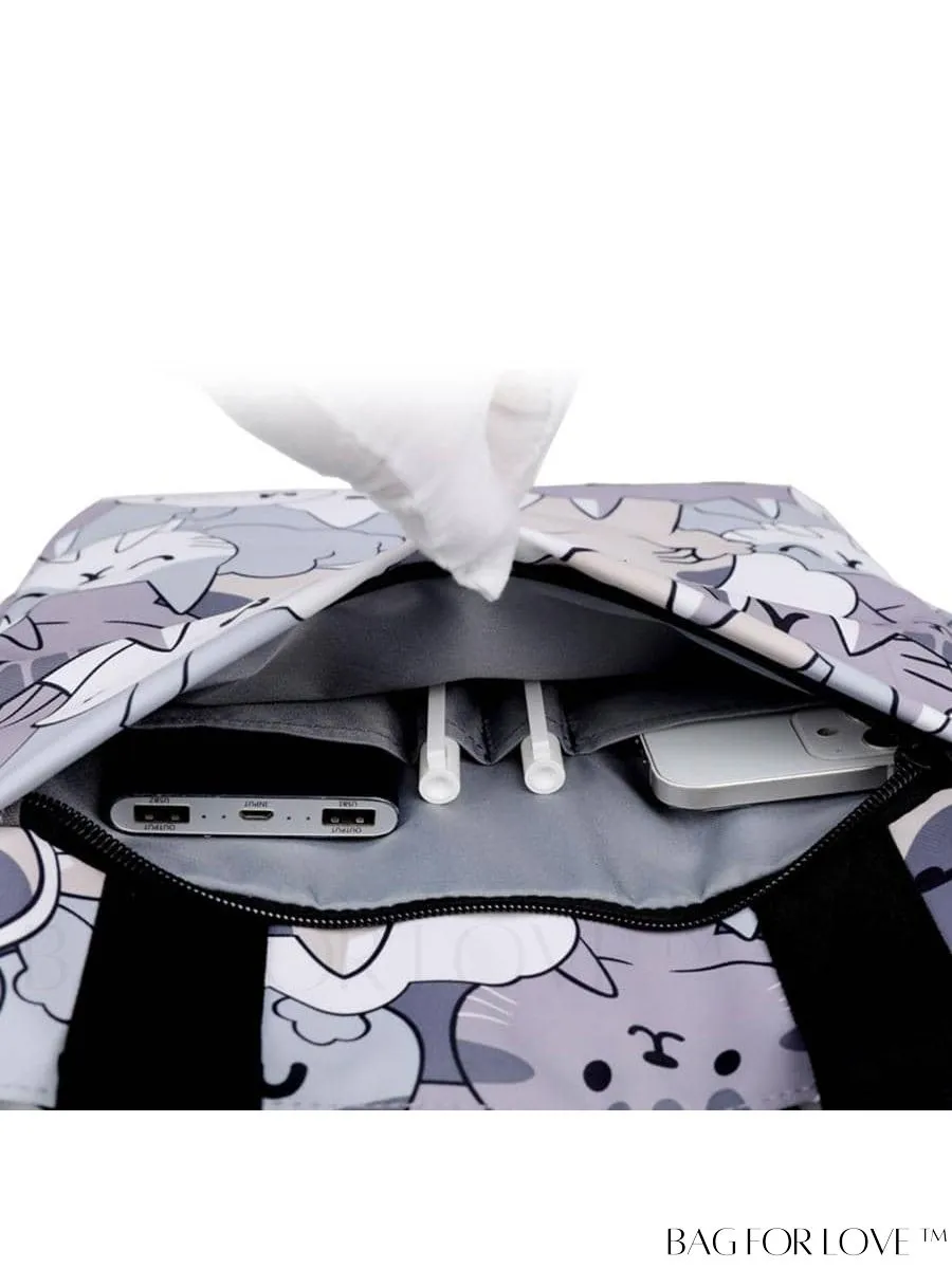 BagForLove - Double Handle Cartoon Graphic Square Bag for Preppy Fashion