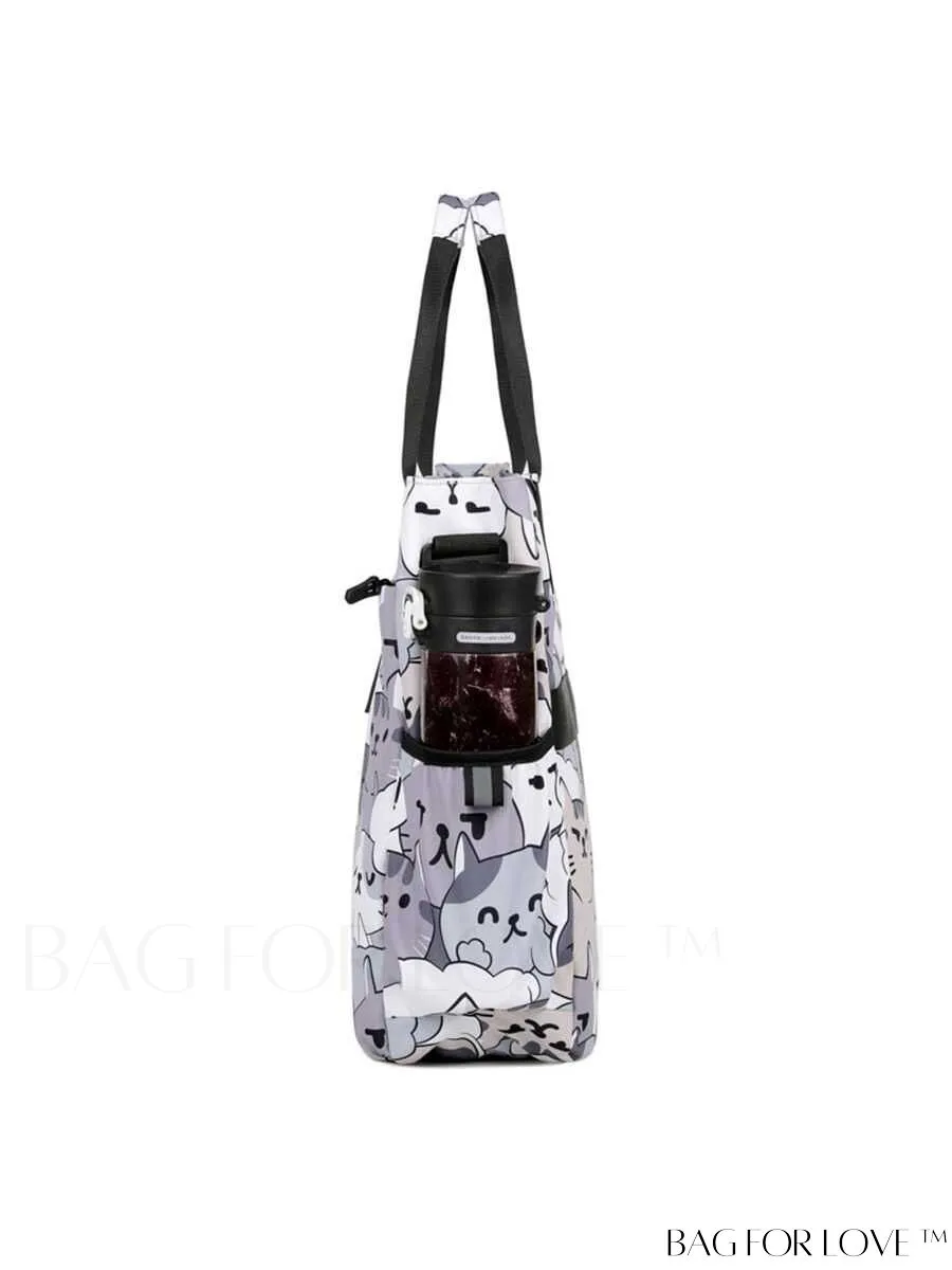 BagForLove - Double Handle Cartoon Graphic Square Bag for Preppy Fashion
