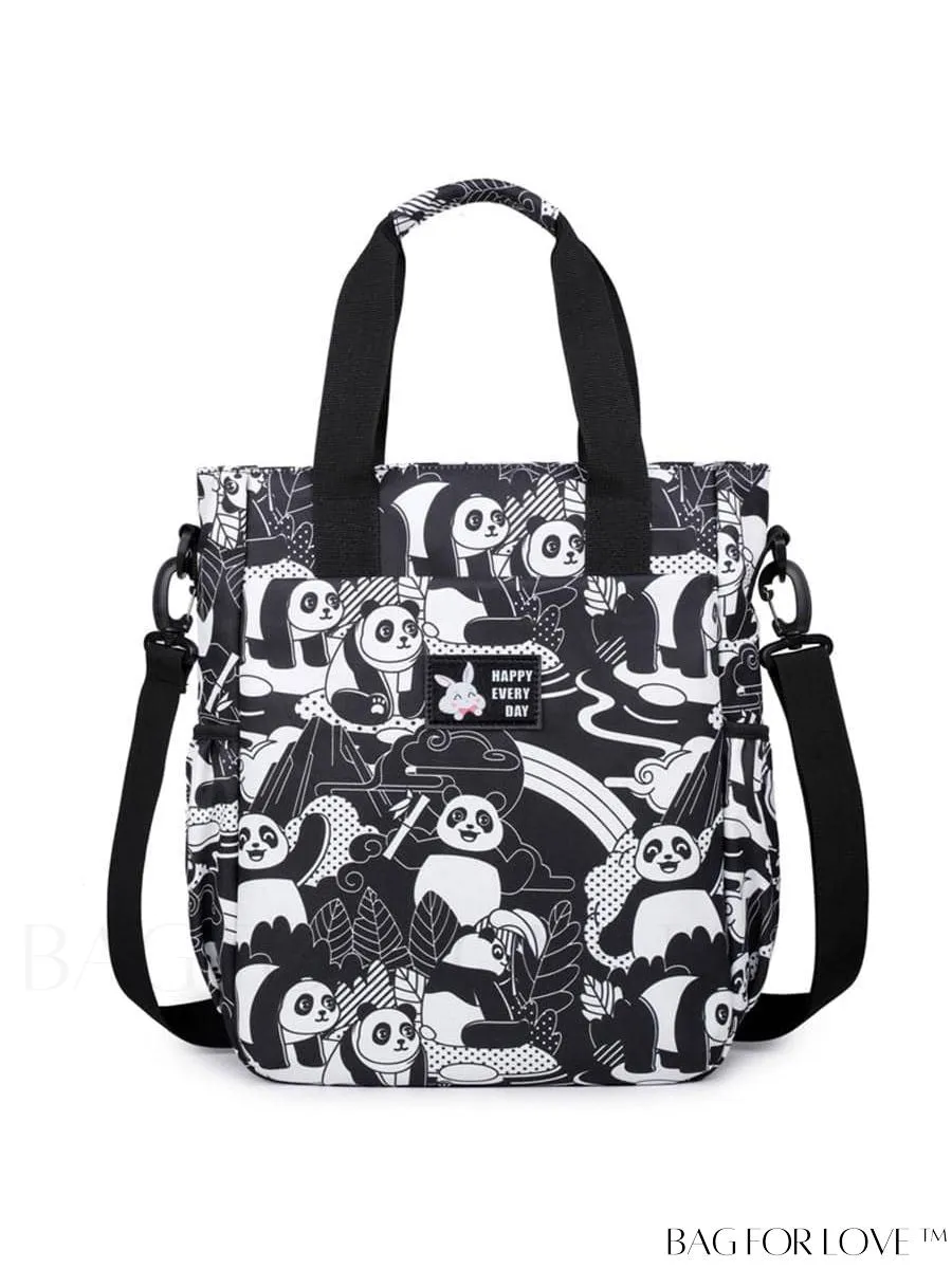 BagForLove - Double Handle Cartoon Graphic Square Bag for Preppy Fashion