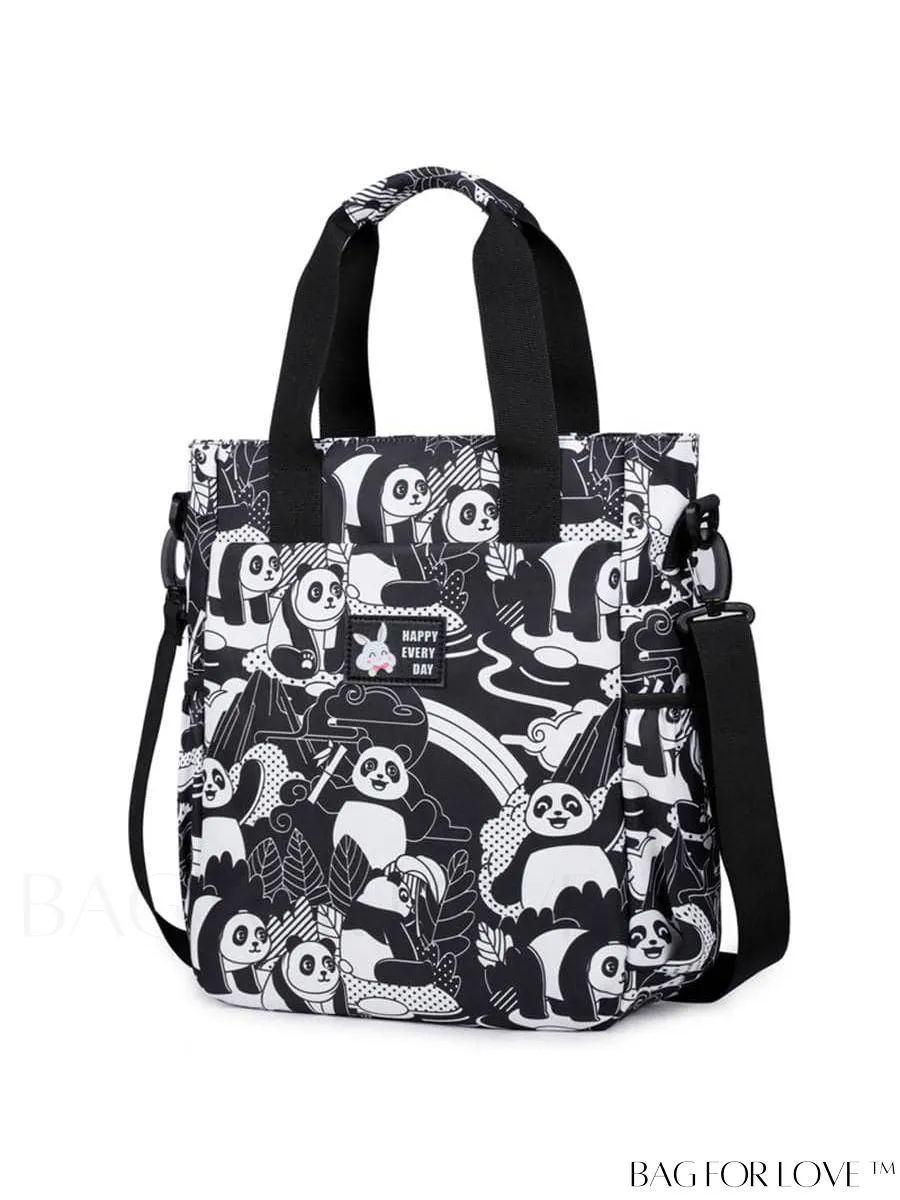 BagForLove - Double Handle Cartoon Graphic Square Bag for Preppy Fashion