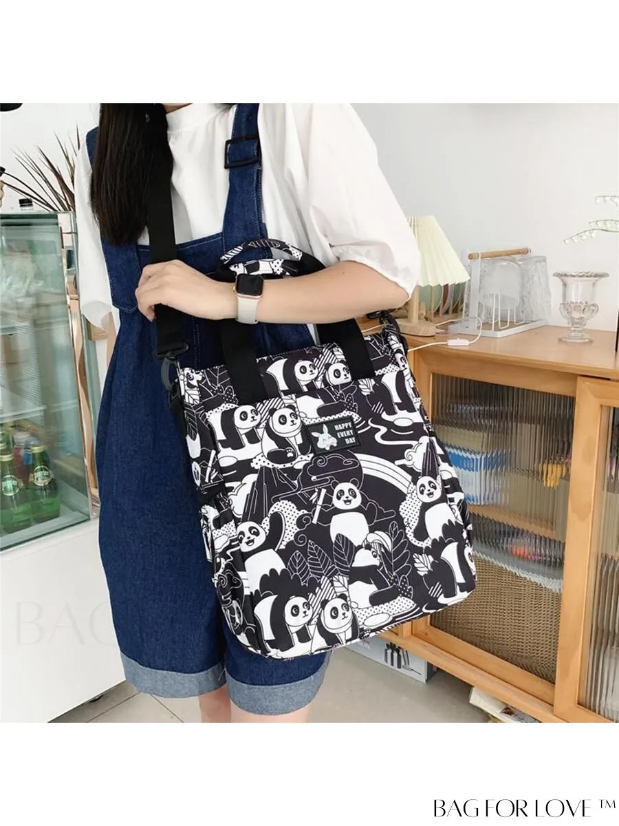 BagForLove - Double Handle Cartoon Graphic Square Bag for Preppy Fashion