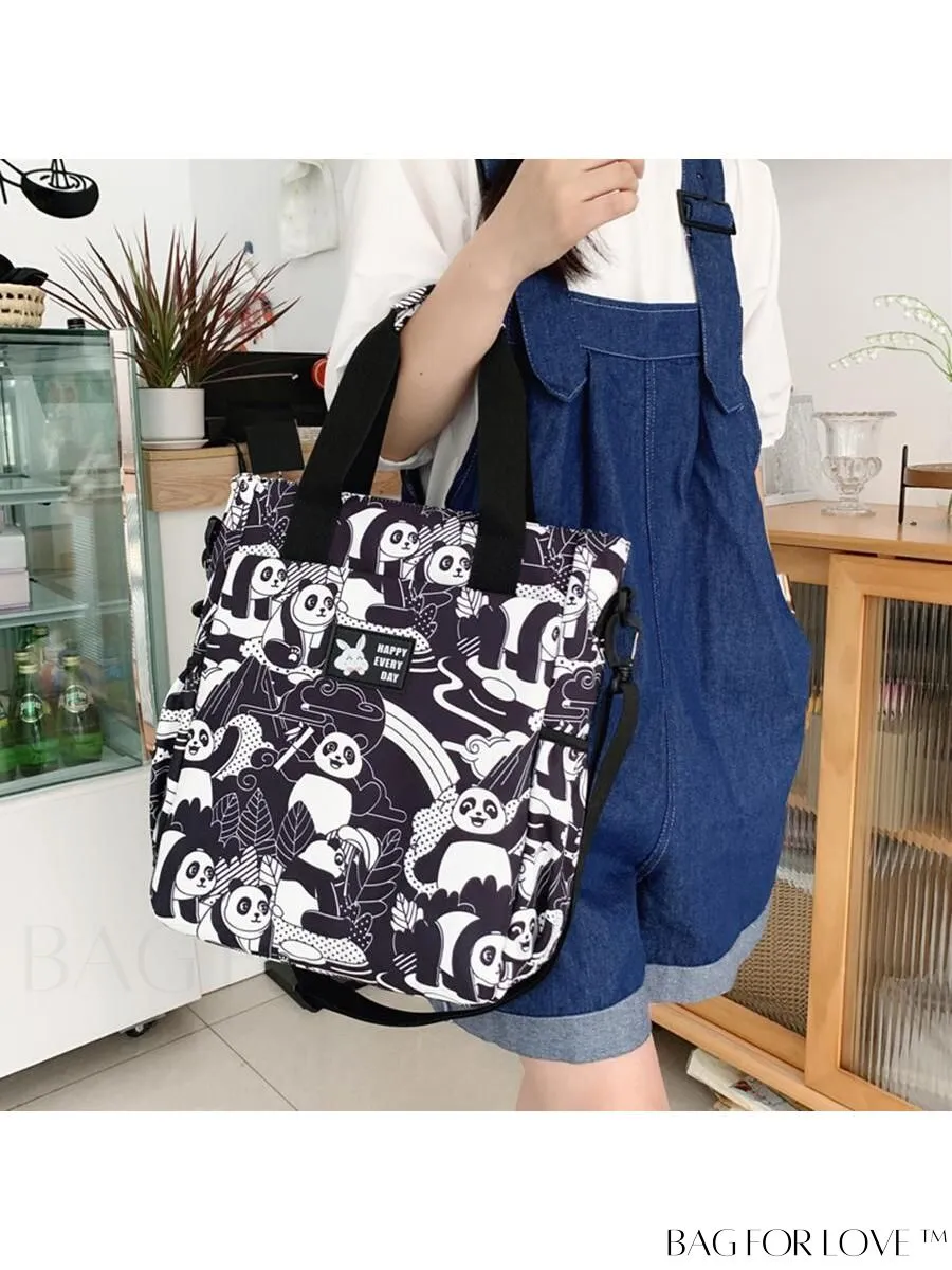 BagForLove - Double Handle Cartoon Graphic Square Bag for Preppy Fashion