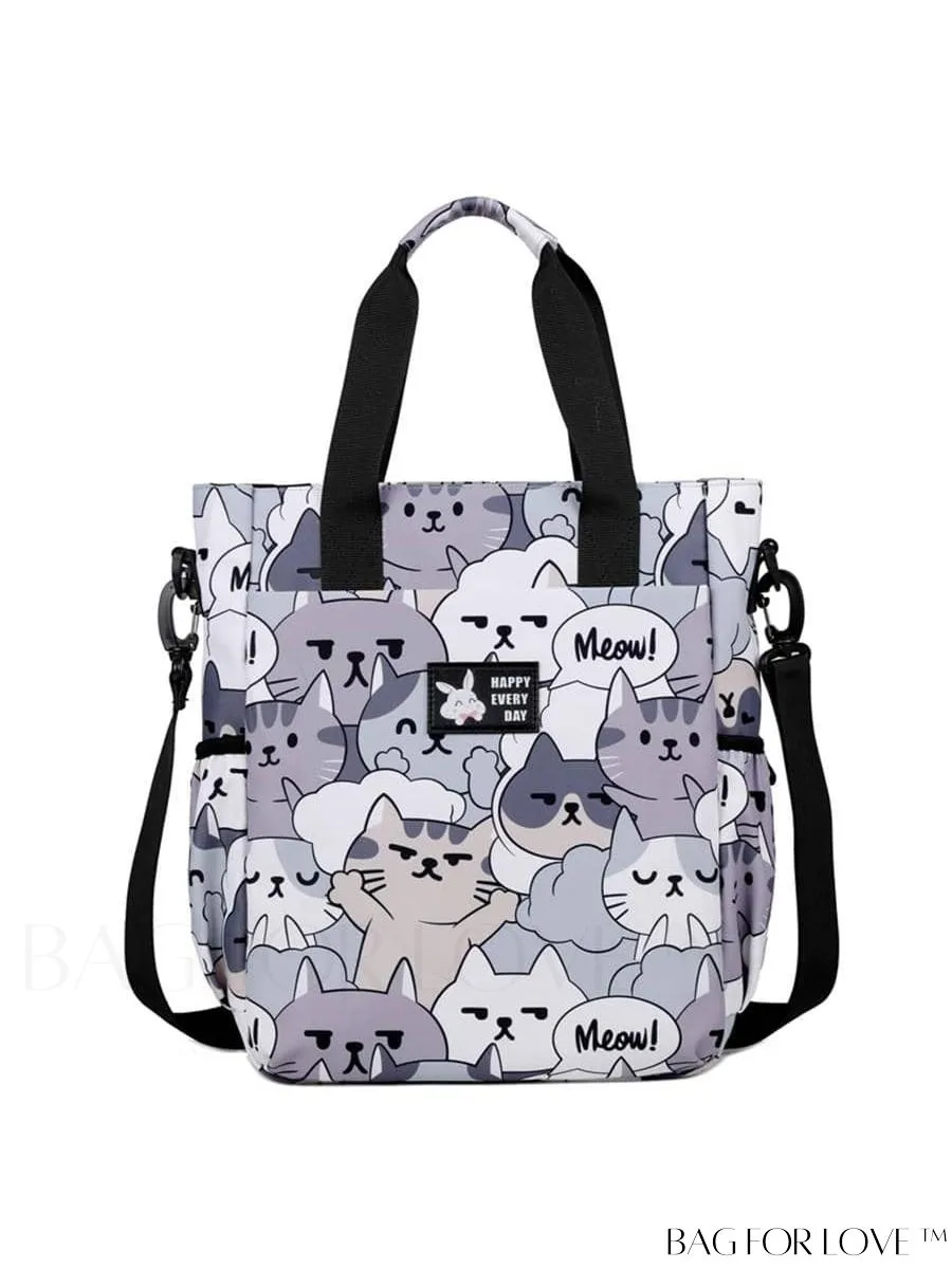 BagForLove - Double Handle Cartoon Graphic Square Bag for Preppy Fashion
