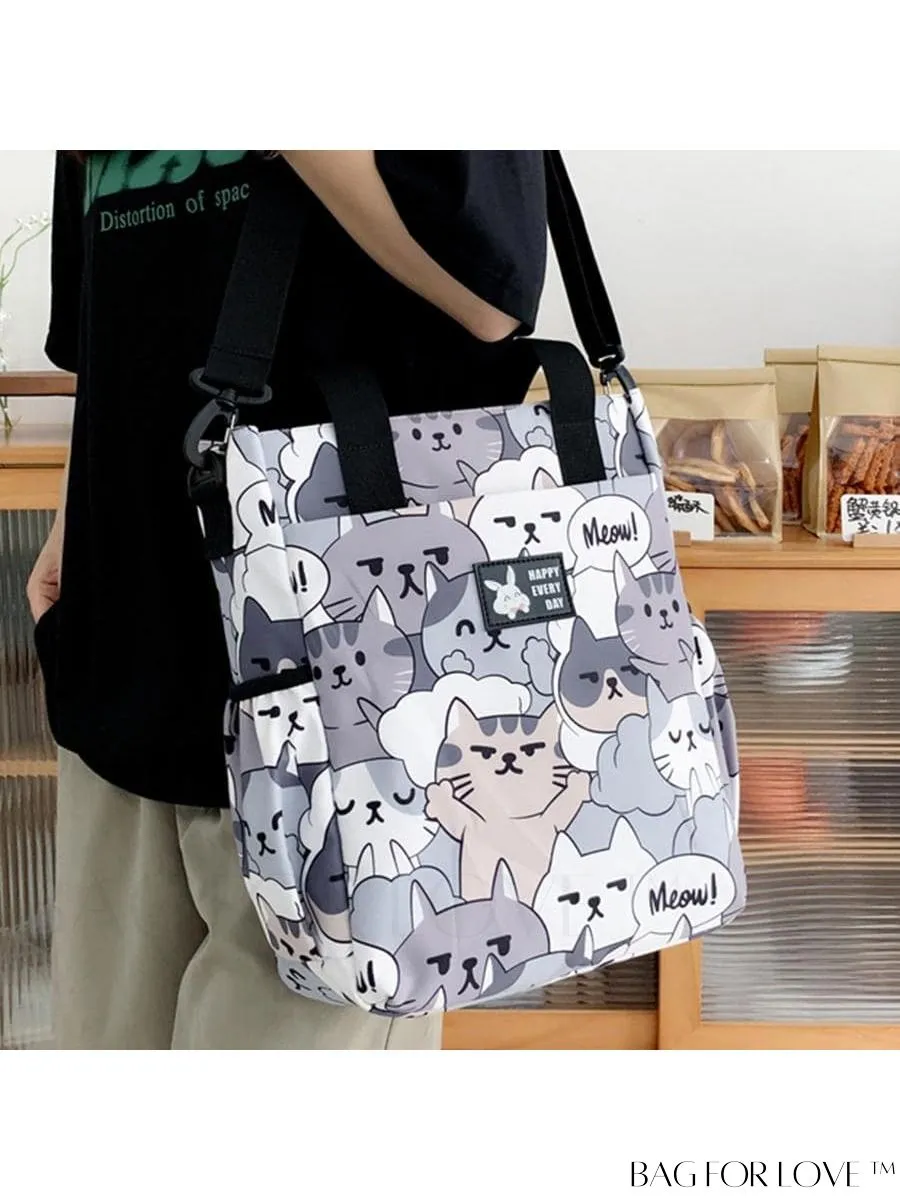 BagForLove - Double Handle Cartoon Graphic Square Bag for Preppy Fashion