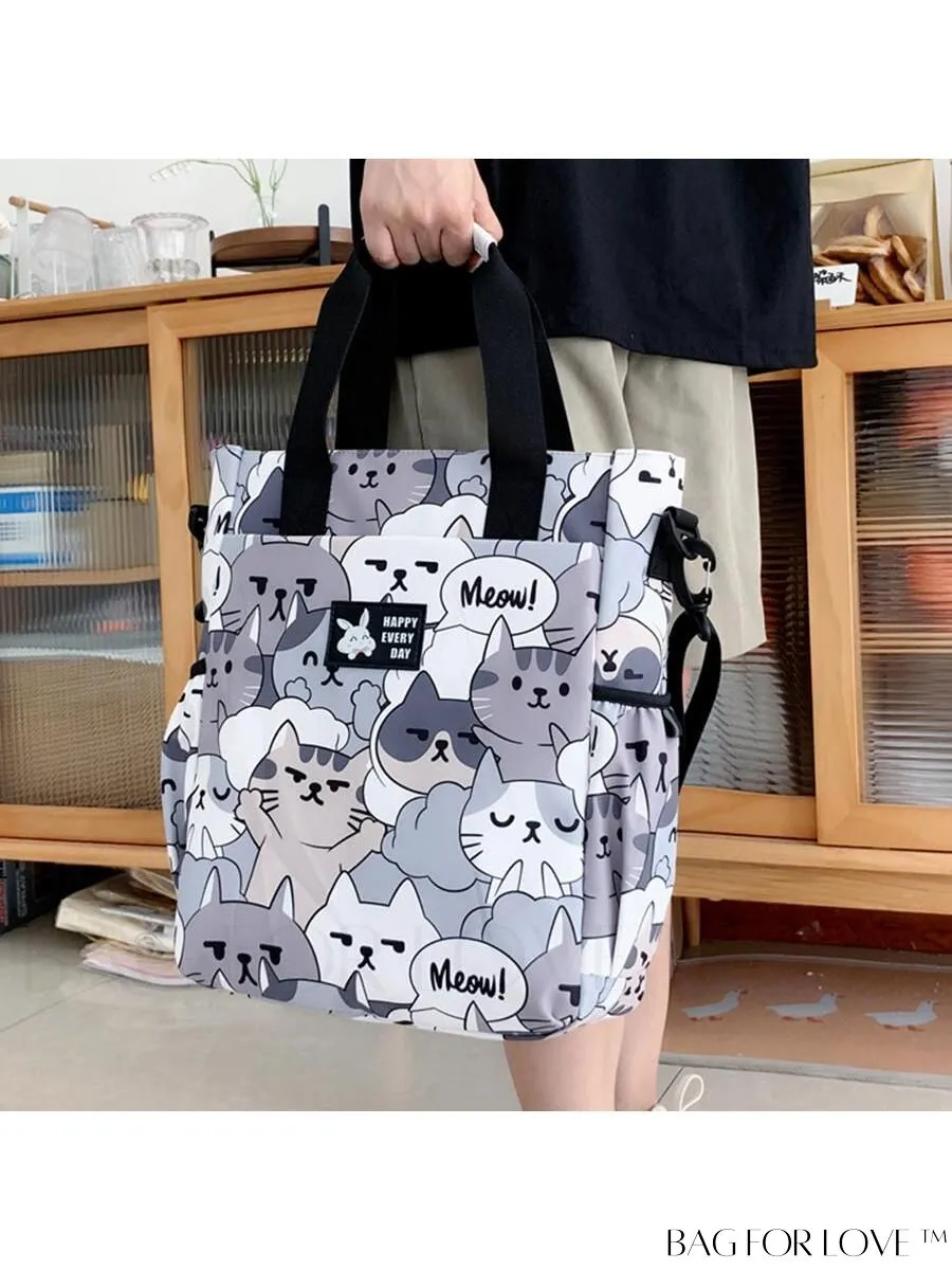 BagForLove - Double Handle Cartoon Graphic Square Bag for Preppy Fashion