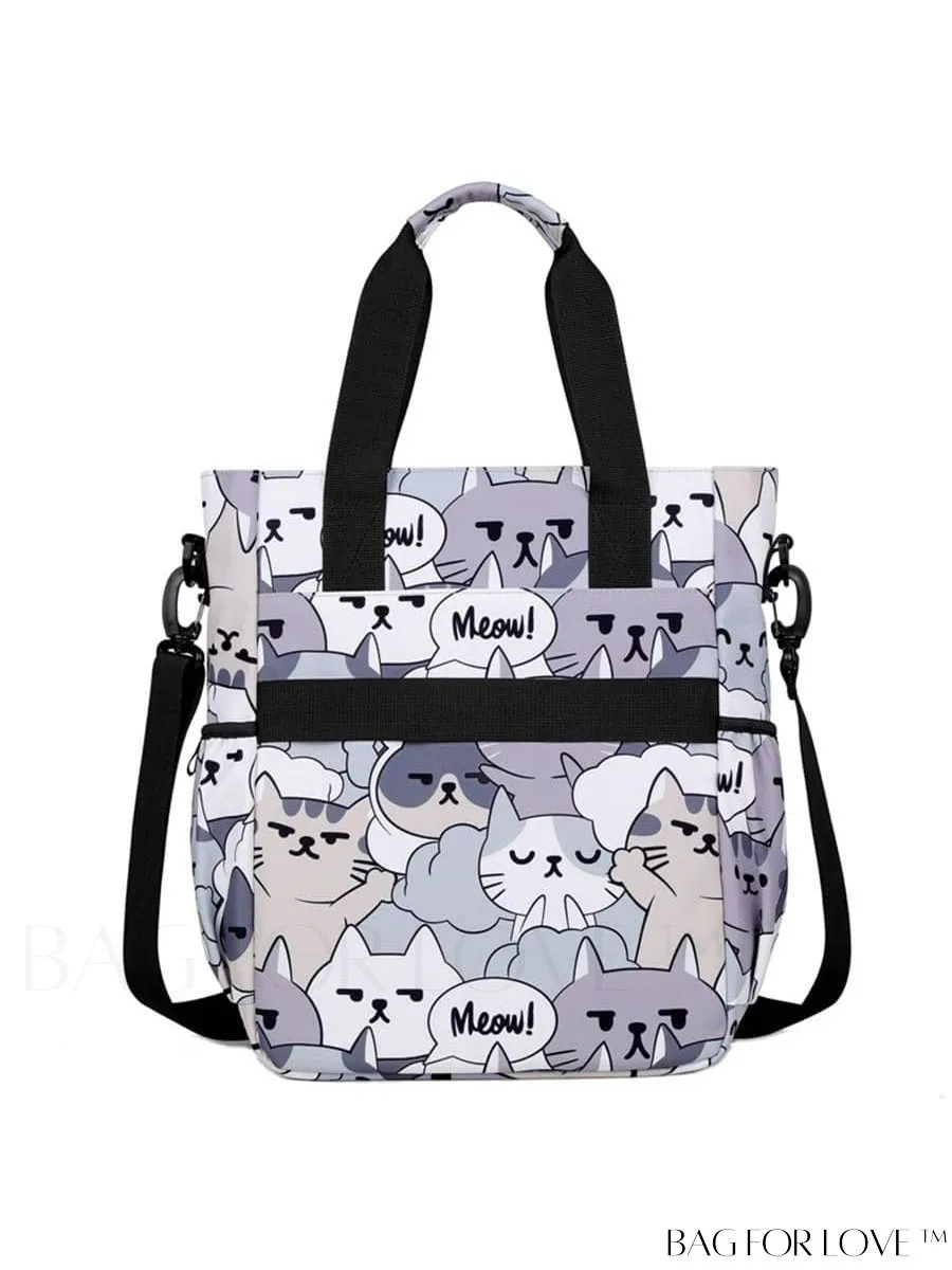 BagForLove - Double Handle Cartoon Graphic Square Bag for Preppy Fashion