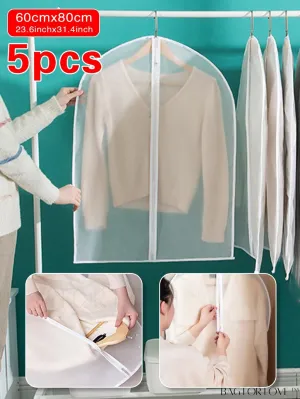 BagForLove - Dustproof Clothing Covers - Transparent, Foldable, and Waterproof - 5pcs Set for Garment Storage