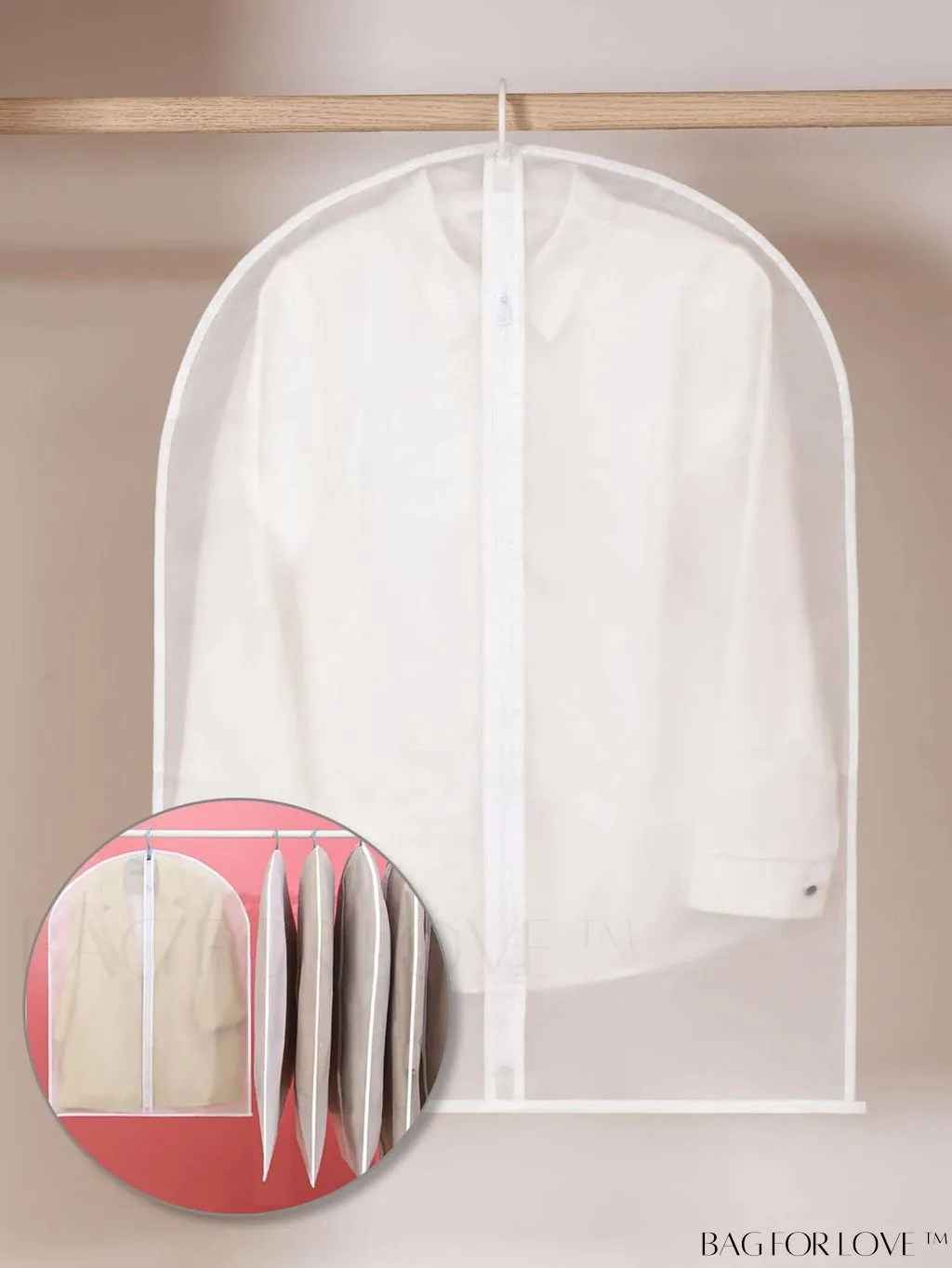 BagForLove - Dustproof Clothing Covers - Transparent, Foldable, and Waterproof - 5pcs Set for Garment Storage