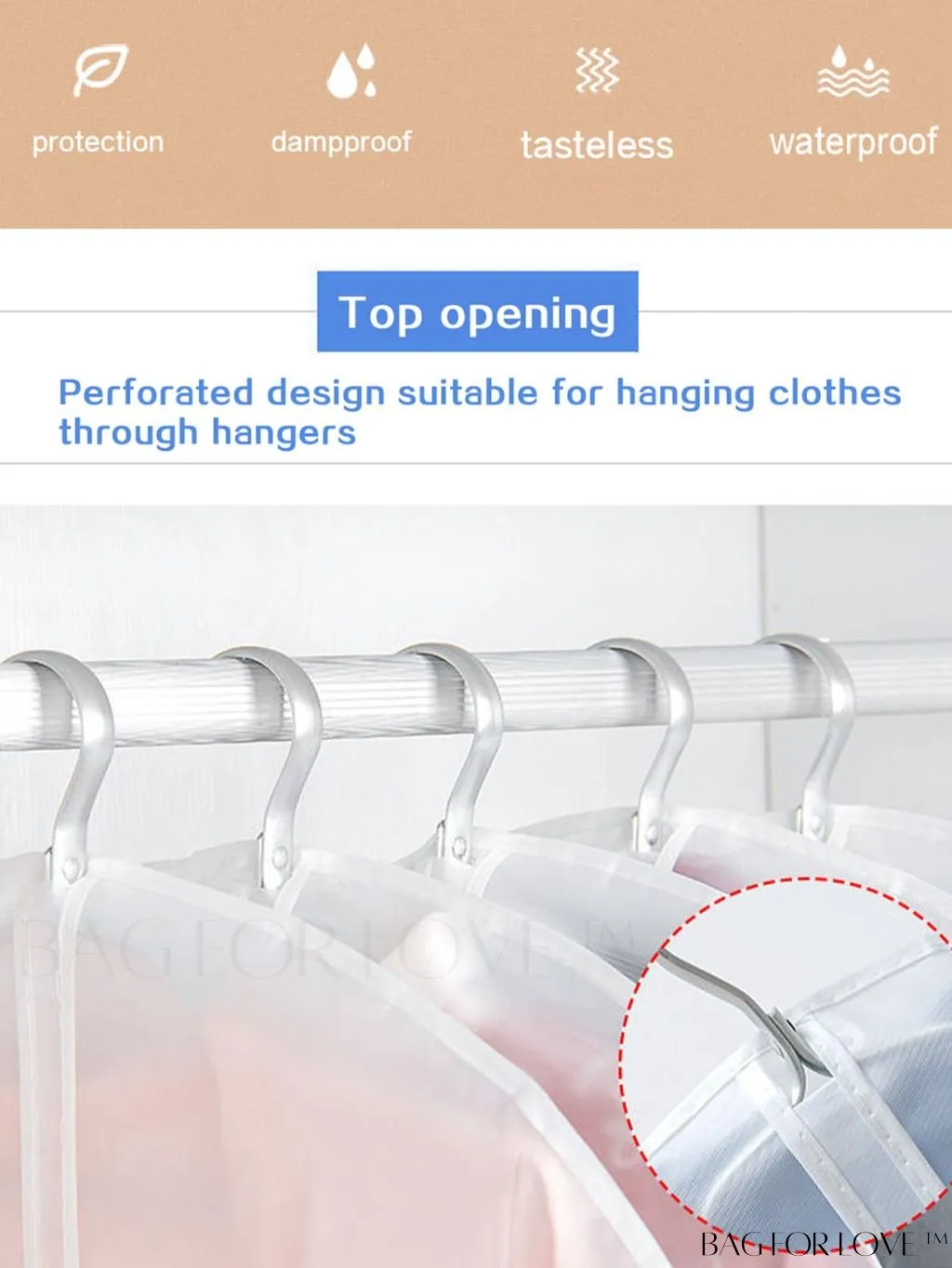 BagForLove - Dustproof Clothing Covers - Transparent, Foldable, and Waterproof - 5pcs Set for Garment Storage
