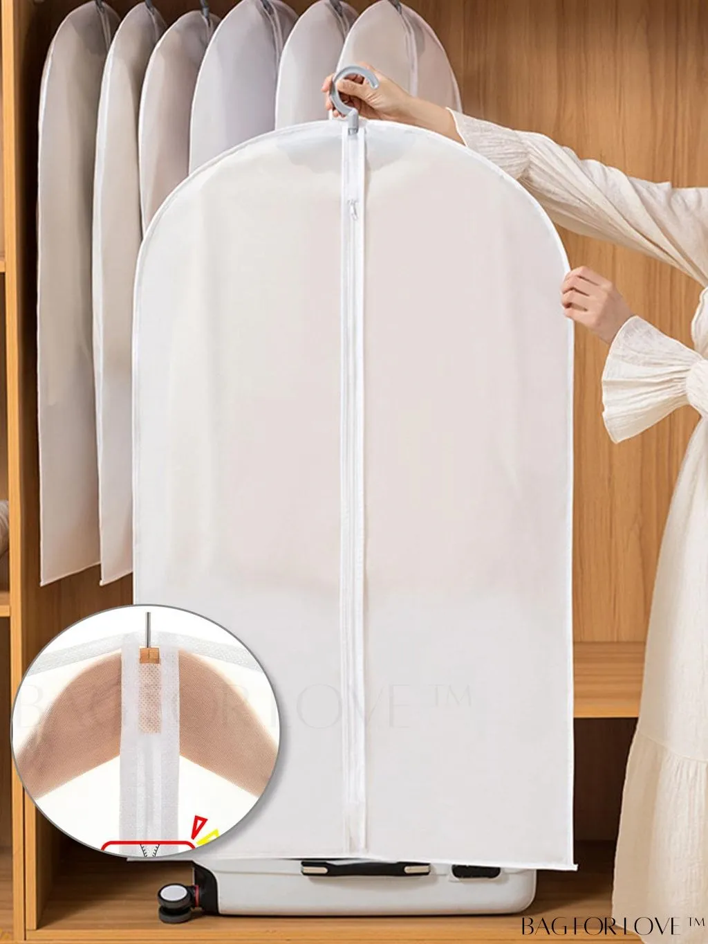 BagForLove - Dustproof Clothing Covers - Transparent, Foldable, and Waterproof - 5pcs Set for Garment Storage