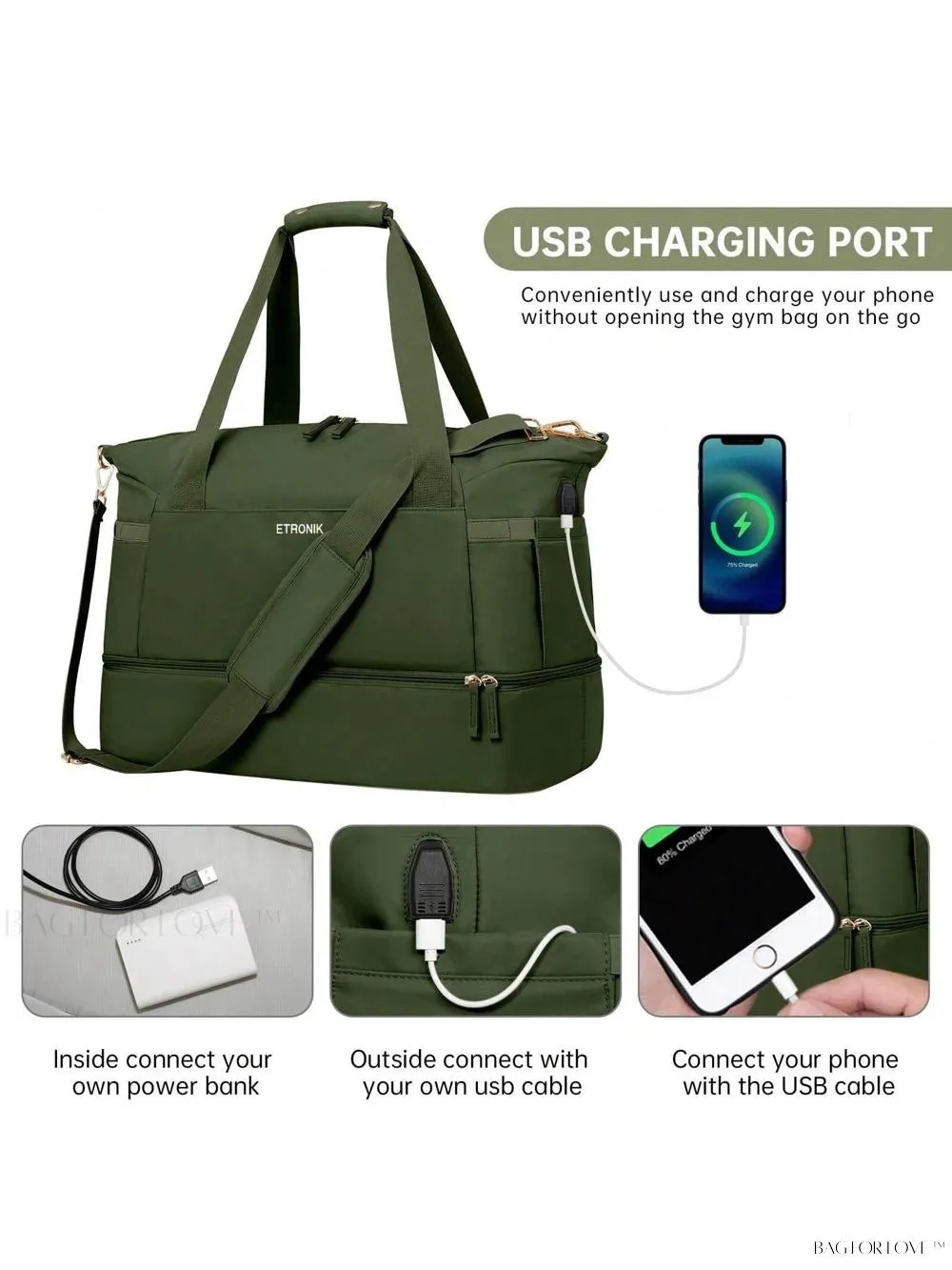 BagForLove - Essential Weekender Overnight Duffel For Female Athletes