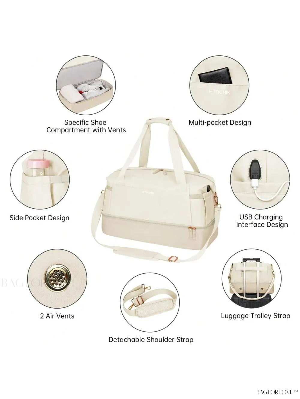 BagForLove - Essential Weekender Overnight Duffel For Female Athletes