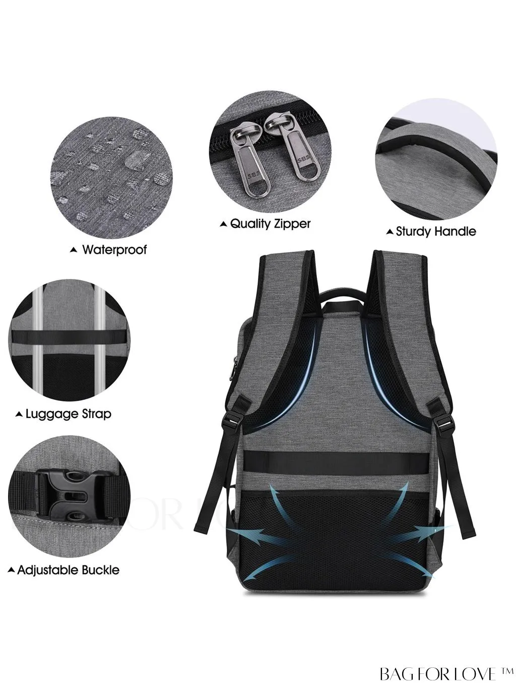 BagForLove - Flight Approved 17-inch Travel Backpack for Men and Women, Waterproof and Spacious, Perfect for Business and College